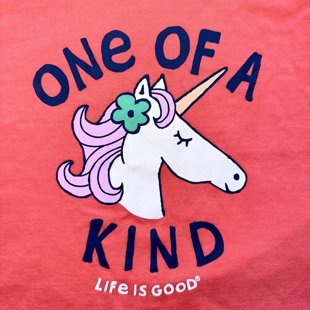 NWOT Girl’s XXL Life Is Good LS Hooded Unicorn Graphic TShirt